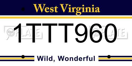 1TTT960 West Virginia License Plate
