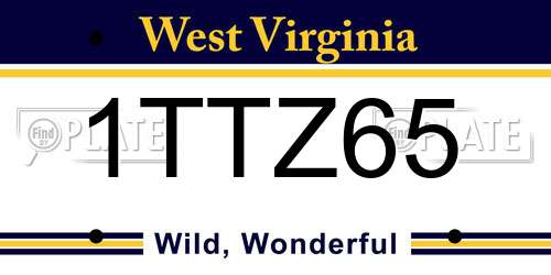 1TTZ65 West Virginia License Plate