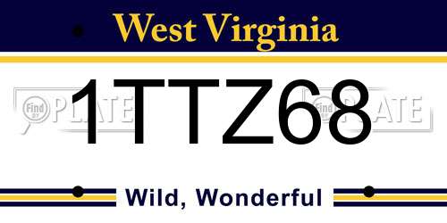 1TTZ68 West Virginia License Plate