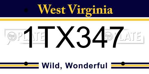 1TX347 West Virginia License Plate