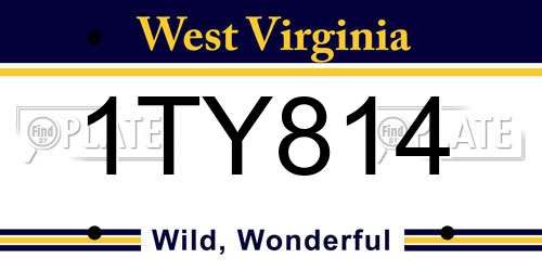 1TY814 West Virginia License Plate