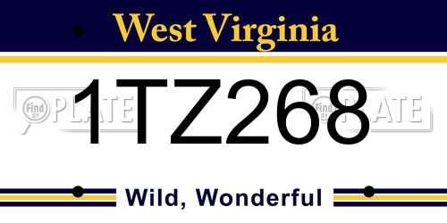 1TZ268 West Virginia License Plate