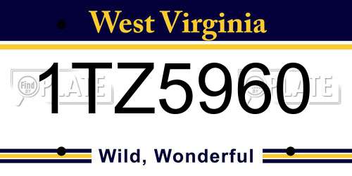 1TZ5960 West Virginia License Plate