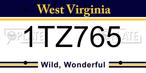 1TZ765 West Virginia License Plate
