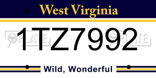 1TZ7992 West Virginia License Plate