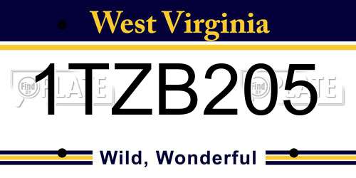 1TZB205 West Virginia License Plate