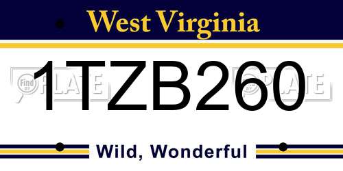 1TZB260 West Virginia License Plate