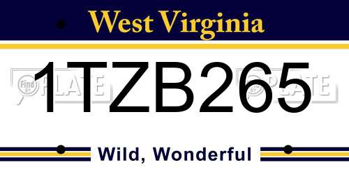 1TZB265 West Virginia License Plate