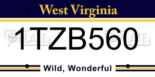 1TZB560 West Virginia License Plate
