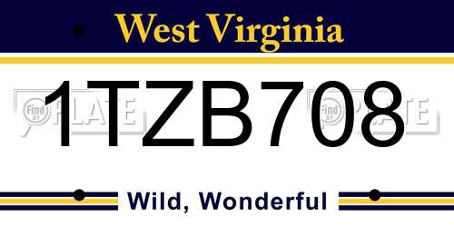 1TZB708 West Virginia License Plate
