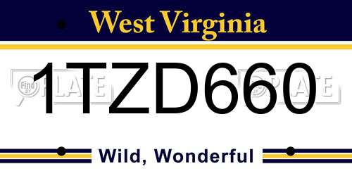 1TZD660 West Virginia License Plate