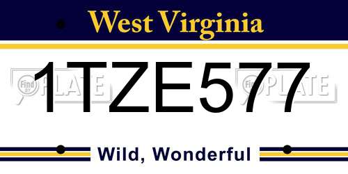 1TZE577 West Virginia License Plate