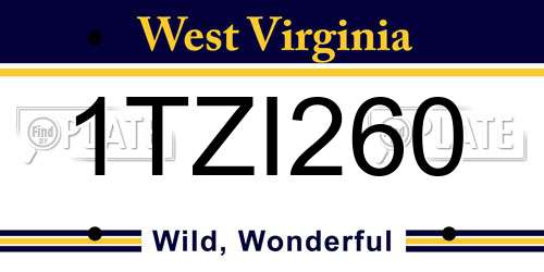 1TZI260 West Virginia License Plate