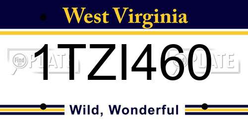 1TZI460 West Virginia License Plate