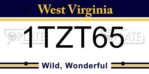 1TZT65 West Virginia License Plate