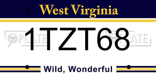 1TZT68 West Virginia License Plate