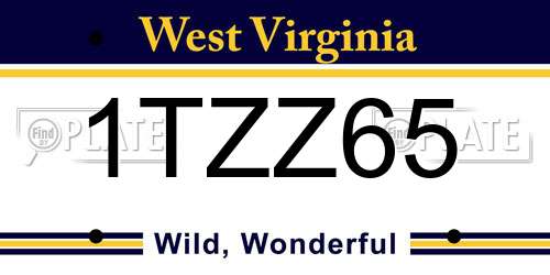 1TZZ65 West Virginia License Plate