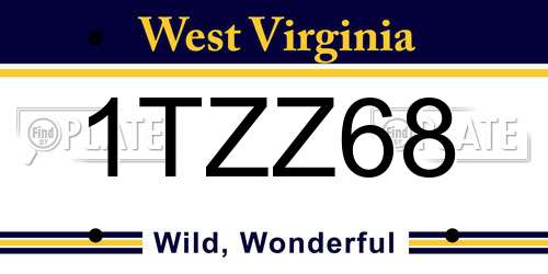 1TZZ68 West Virginia License Plate