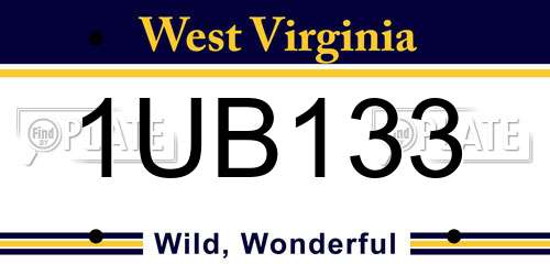 1UB133 West Virginia License Plate