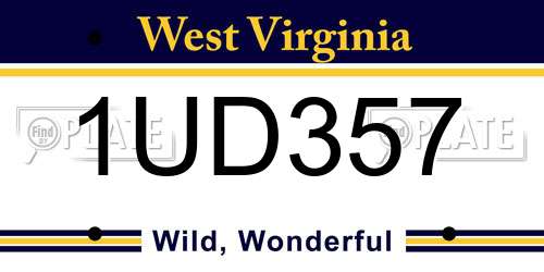 1UD357 West Virginia License Plate