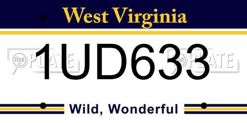 1UD633 West Virginia License Plate