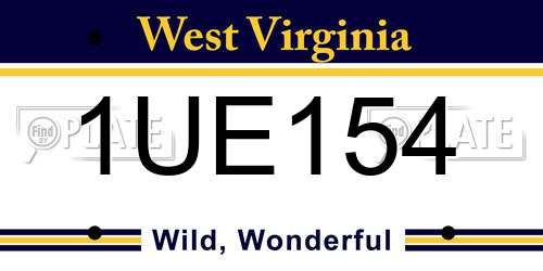 1UE154 West Virginia License Plate