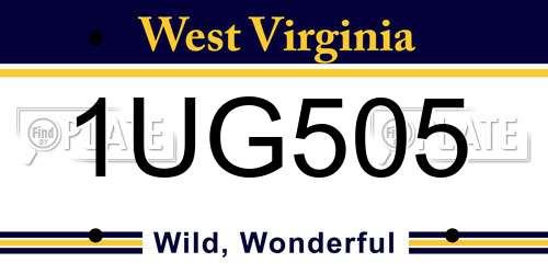1UG505 West Virginia License Plate