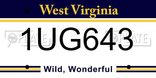 1UG643 West Virginia License Plate
