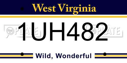 1UH482 West Virginia License Plate