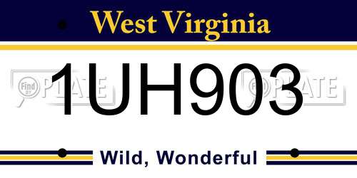 1UH903 West Virginia License Plate