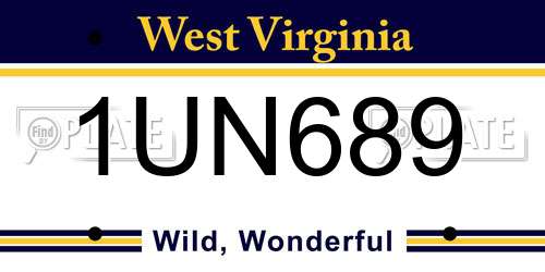 1UN689 West Virginia License Plate