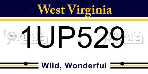 1UP529 West Virginia License Plate