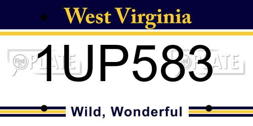 1UP583 West Virginia License Plate
