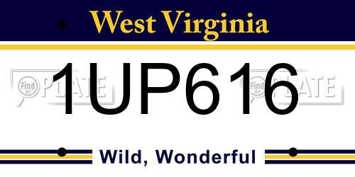 1UP616 West Virginia License Plate