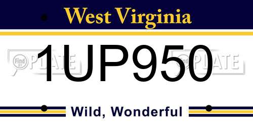 1UP950 West Virginia License Plate