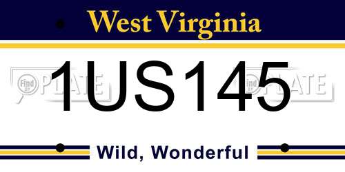 1US145 West Virginia License Plate