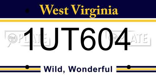 1UT604 West Virginia License Plate