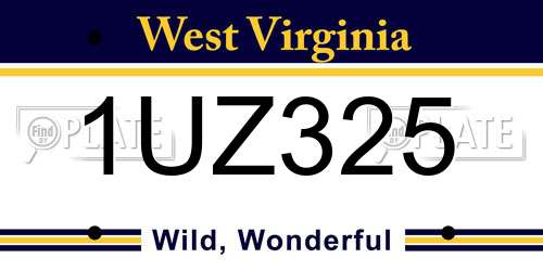 1UZ325 West Virginia License Plate