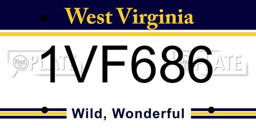 1VF686 West Virginia License Plate