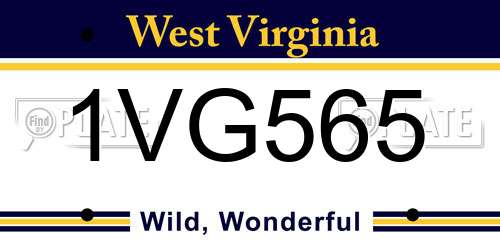 1VG565 West Virginia License Plate