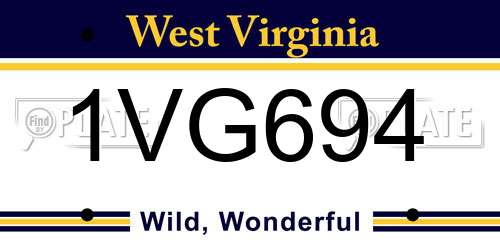 1VG694 West Virginia License Plate