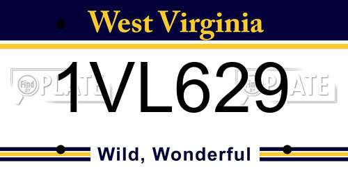 1VL629 West Virginia License Plate