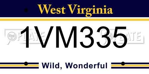 1VM335 West Virginia License Plate