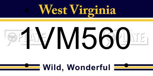 1VM560 West Virginia License Plate