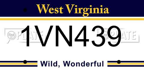 1VN439 West Virginia License Plate