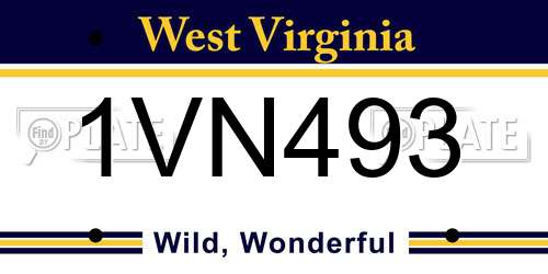 1VN493 West Virginia License Plate