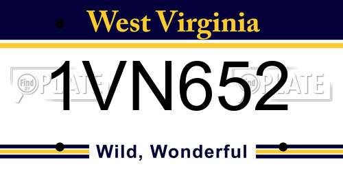 1VN652 West Virginia License Plate