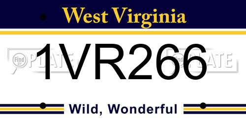 1VR266 West Virginia License Plate