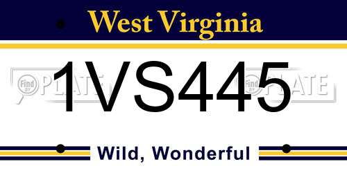 1VS445 West Virginia License Plate