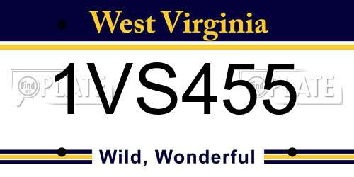 1VS455 West Virginia License Plate